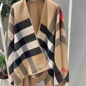 Burberry Beige and Black Checkered Cape